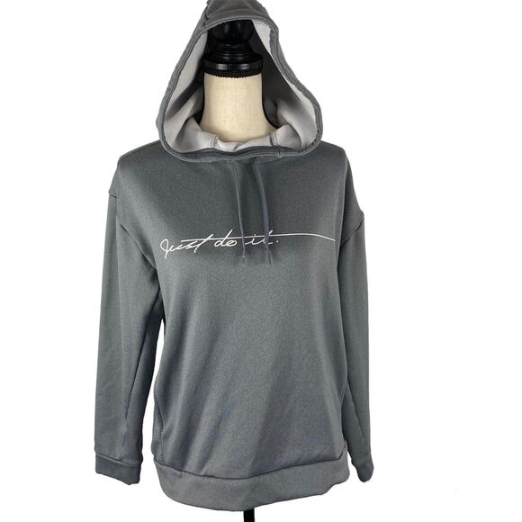 Nike Therma Fleece Sweatshirt Gray Training Hoodie 929693 Just Do It Women Sm - Picture 5 of 13